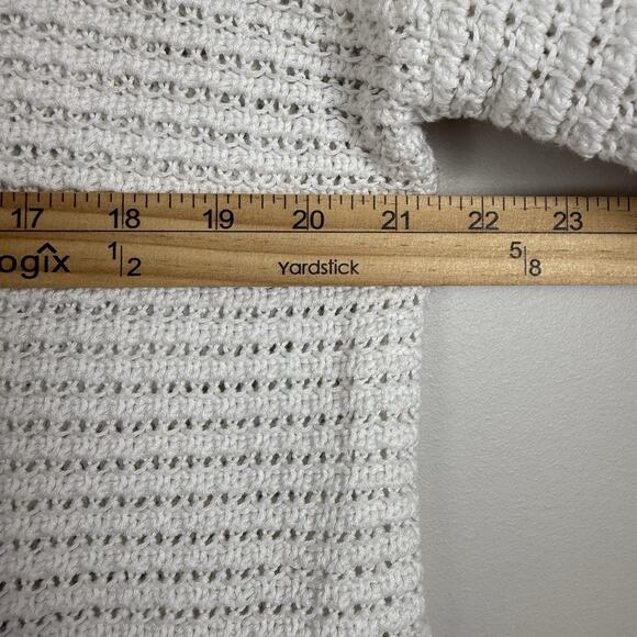 Sincerely Jules Crochet Sweater L Cream Long Sleeve Floral Patch Cottage Boho - Picture 8 of 9